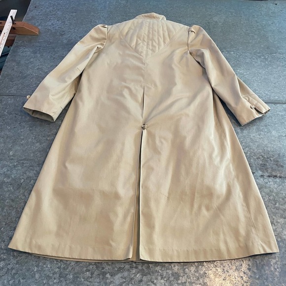 Vintage Uzzi Sherpa Quilted Lined Trench Coat Womens 11/12 Large Tan Khaki Korea - Picture 10 of 16